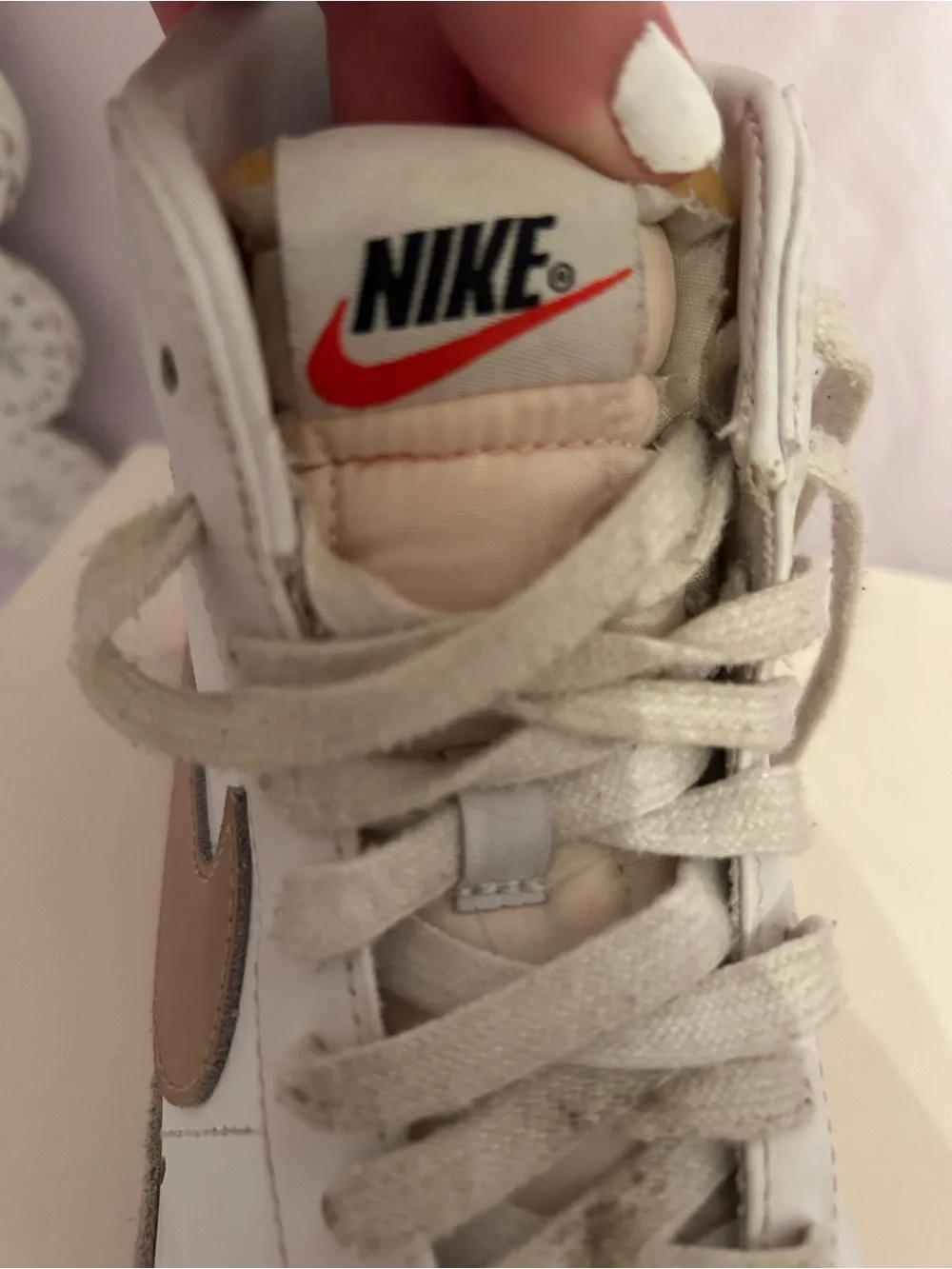 Nike White High-Top Sneakers with Yellow Suede Trim